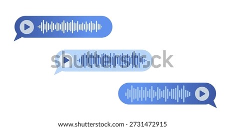 Voice message audio chat interface with record and play bubble vector;