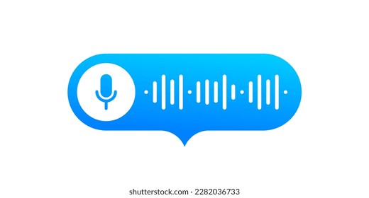 Voice message, audio chat and record play bubble, vector messenger playback interface. Voice message icon of microphone button and sound wave of recording listen