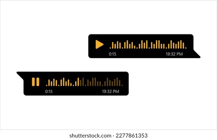 Voice message, audio chat UI UX interface, vector messenger voice record bubbles. Voice message audio record or messenger chat bubbles for mobile phone