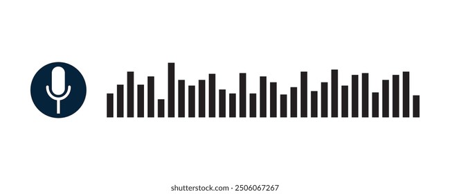 Voice message and audio chat wave icon, record chat button, online voice chat with sound wave icon vector illustration.