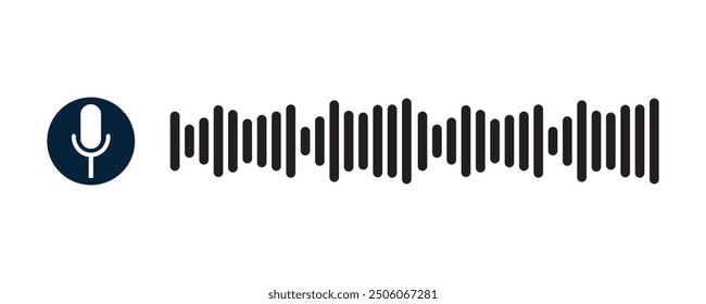 Voice message and audio chat wave icon, record chat button, online voice chat with sound wave icon vector illustration.