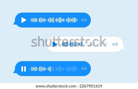 Voice message bubble, audio chat or messenger interface, vector UI UX. Voice message bubbles, chat audio record play records for mobile phone messenger