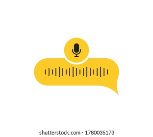 Voice Message Bubble Icon With Sound Wave And Microphone. Voice Messaging Correspondence. Modern Flat Style Vector Illustration.