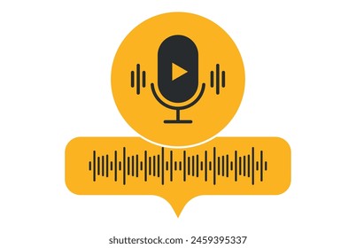 Voice message bubble icon with sound wave and microphone. Voice messaging correspondence. Modern flat style vector illustration.