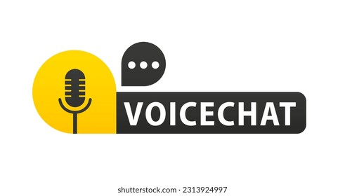 Voice message bubble. Podcast logo. The microphone icon. Podcast radio icon. Studio microphone with webcast. Audio record concept. Vector illustration