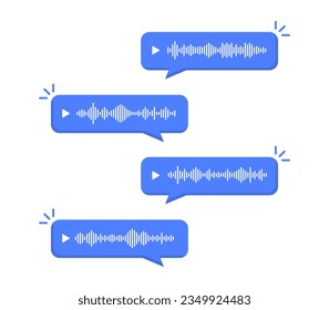 Voice message bubbles. Voice notes. Message bubble for social media. Audio message. Record voice message for phone correspondence. Vector illustration.