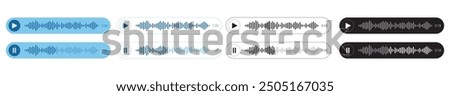 Voice message bubbles Set of Voice message icons. Sound wave icons. Audio chat or messenger interface, vector UI UX. Mobile messenger app, online radio, chat audio record play records for mobile phone