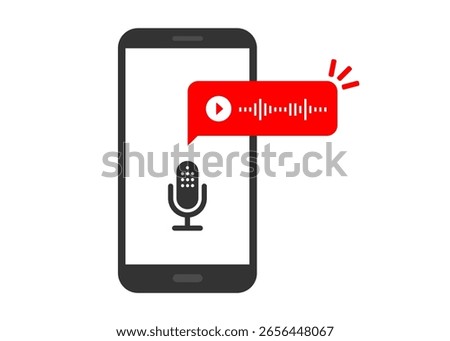 Voice message chat notification or audio podcast notification. Bubble speech on smart phone screen. Vector illustration stock illustration