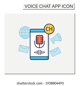 Voice message color icon. Voice message recording. Microphone. Speaking. Communication concept. Isolated vector illustration