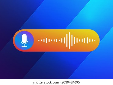 Voice message concept, Mobile communication in the messenger using audio messages. Sending and receiving recorded voice message to recipients on the blue business background