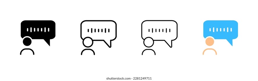 A voice message. Different styles, color, set of voice messages icons. Vector.