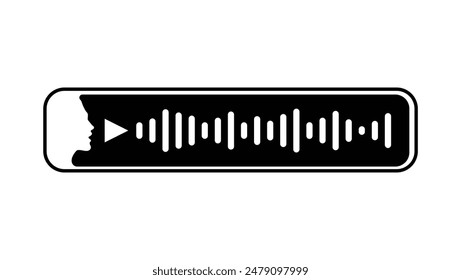 Voice message emblem, black isolated silhouette