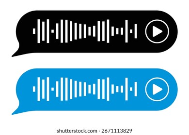 Voice message equalizer vector set. Audio sound wave bar for podcast. Graphic design element for mobile app interface in eps 10.