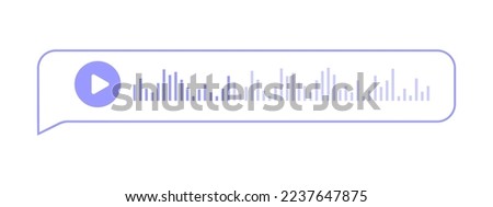 Voice message file in speech bubble frame. Audio chat element with play button and sound wave isolated on white background. Online messenger, radio, podcast mobile app interface. Vector illustration