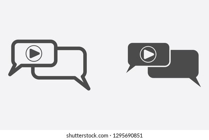 Voice message filled and outline vector icon sign symbol
