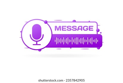 A voice message. Flat, purple, voice waves, voice recording button, voice message. Vector icon