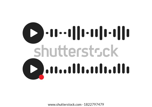 Voice message icon. App record\
chat button concept illustration. Audio wave in vector flat\
style.