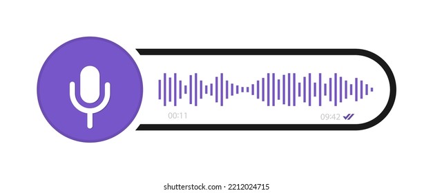 Icono de mensaje de voz. Asistente de voz. Logo del chat de voz. Mensaje de audio, notificación de eventos. Burbuja de mensajes para los medios sociales. Concepto de grabación de audio. Ilustración vectorial.