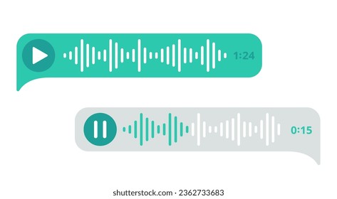 Voice message icon. Audio record of speaker on phone. Green bubble chat. vector illustration