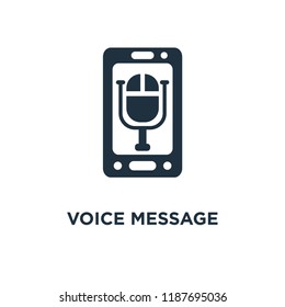 Voice message icon. Black filled vector illustration. Voice message symbol on white background. Can be used in web and mobile.