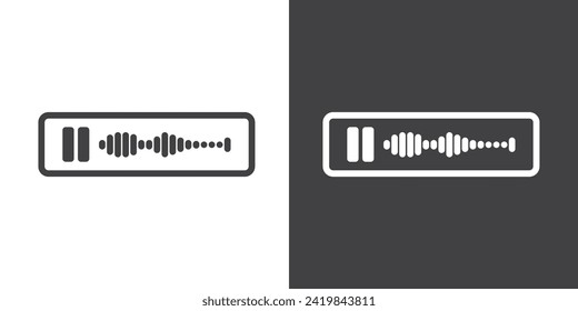Voice message icon in line style. Voicenote and stop button icon. Voice notes icon, vector illustration of voice message. Record voice message for phone correspondence. Social media icon.