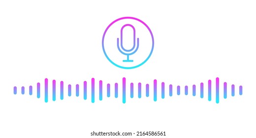 Voice message icon. Voice messaging correspondence. Voice messages colorful icon with sound wave and microphone. Vector flat cartoon illustration for websites, podcasts and banners design