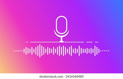 Icono de mensaje de voz. Olas de voz del micrófono. Estilo plano. Icono de vector