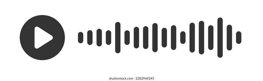 Voice message icon on light background. Audio wave symbol. Voicemail, chat, record, dictophone, play, microphone. Outline and flat style. Flat design.