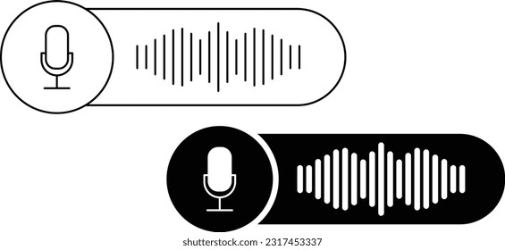 Voice message icon sheet, simple trendy flat style line and solid Isolated vector illustration on white background. For apps, logo, websites, symbol , UI, UX, graphic and web design. EPS 10.