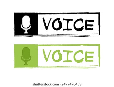 Voice message icons. Flat and silhouette style. Vector icons.