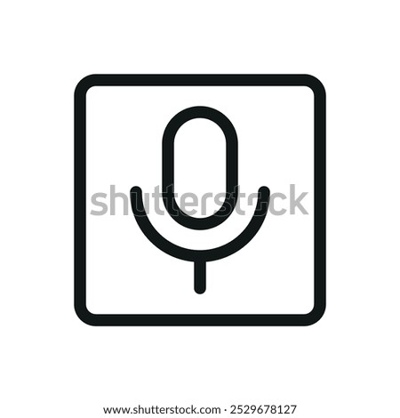 Voice message isolated icon, microphone button vector symbol with editable stroke