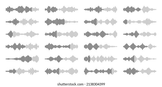 Voice Message, Mail. Social Media Chat Conversation. Messaging App, Music Player, Audio Or Video Editor Interface Element. Voice Assistant, Recorder. Sound Wave Pattern. Vector Illustration