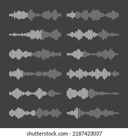 Voice Message, Mail. Social Media Chat Conversation. Messaging App, Music Player, Audio Or Video Editor Interface Element. Voice Assistant Recorder. Sound Wave Pattern. Dark Mode. Vector