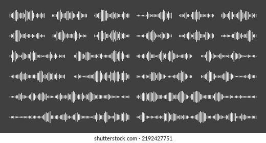 Voice Message, Mail. Social Media Chat Conversation. Messaging App, Music Player, Audio Or Video Editor Interface Element. Voice Assistant Recorder. Sound Wave Pattern. Dark Mode. Vector