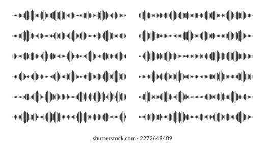 Voice message, mail. Social media chat conversation. Messaging app, music player, audio or video editor interface element. Voice assistant, recorder. Sound wave pattern. Vector illustration