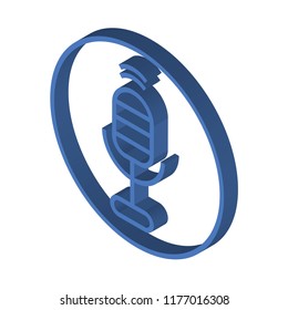 Voice message microphone button isometric left top view 3D icon
