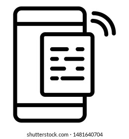 Voice message on smartphone icon. Outline voice message on smartphone vector icon for web design isolated on white background