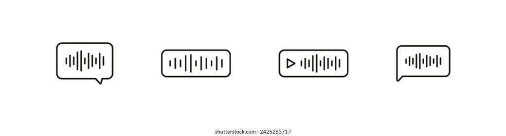 Conjunto de iconos de esquema de mensaje de voz. Iconos de burbujas de audio chat.