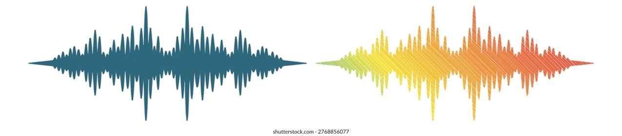 Voice message pattern, music playback visualizer, acoustic signal representation graphics.