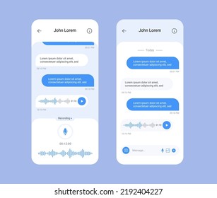 Voice message phone app screen voicemail call illustration. Audio wave voice note app screen background