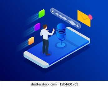 Voice Message Or Recording Voice. Isometric Vector Illustration