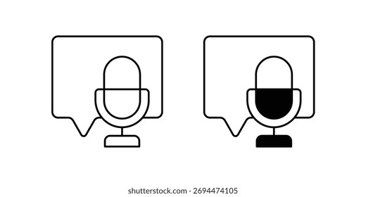 Icono de conjunto de mensajes de voz con Vector de fondo blanco