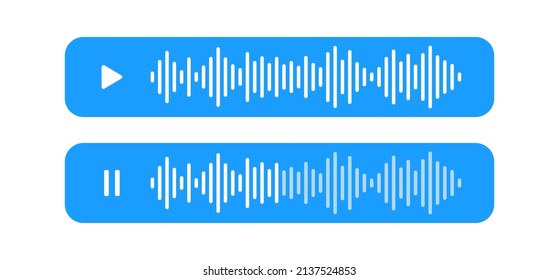 Voice message set ui interface bubble blue color background for chat phone. Vector 10 eps