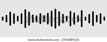 Voice message, sound or audio wave icon. Music player soundbar. Audio speech spectrum noise with play button. Music Waveform, Audio Frequency, Volume And Pulse. Black and White Colored Waves. eps 10