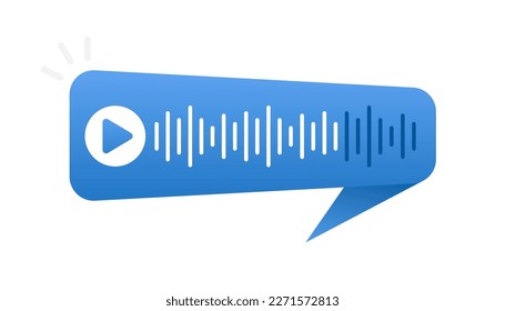 Icono de ui de la burbuja del vector del mensaje de voz. Correo de voz grabar conversación telefónica de conversación digital ui. Plantilla de notificación de chat. Grabación de ondas de audio en el teléfono móvil. Ilustración del vector