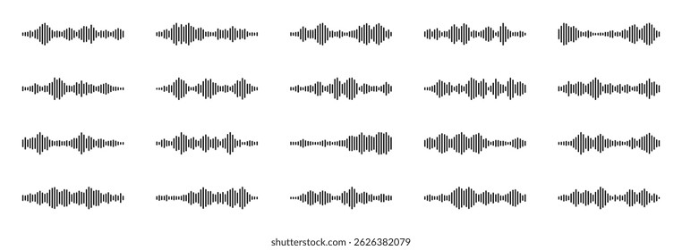 Voice message sound waves vector collection. Audio signal symbol set.