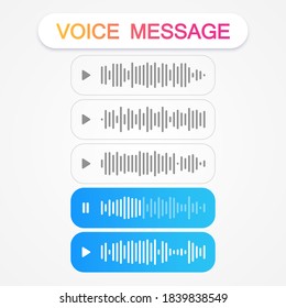 Voice message templates. Audio waves icon, signs, elements. Social media concept. Vector illustration. EPS 10