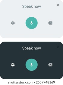 Voice Message UI Design. Speak now Preview. Online voice chat, audio message
