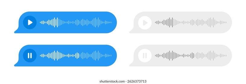 Coleção de elementos de caixa de diálogo de vetor de mensagem de voz. Conjunto de símbolos de comunicação de áudio.