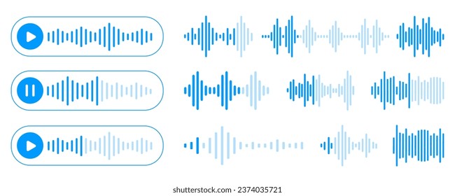 Voice-Message-Welle für Chat-Nachricht. Sprachnachrichten mit Schallwelle für den Chat in sozialen Medien. Audio-Chat mit gespielten und ausgelösten Sprach-Schallwellen